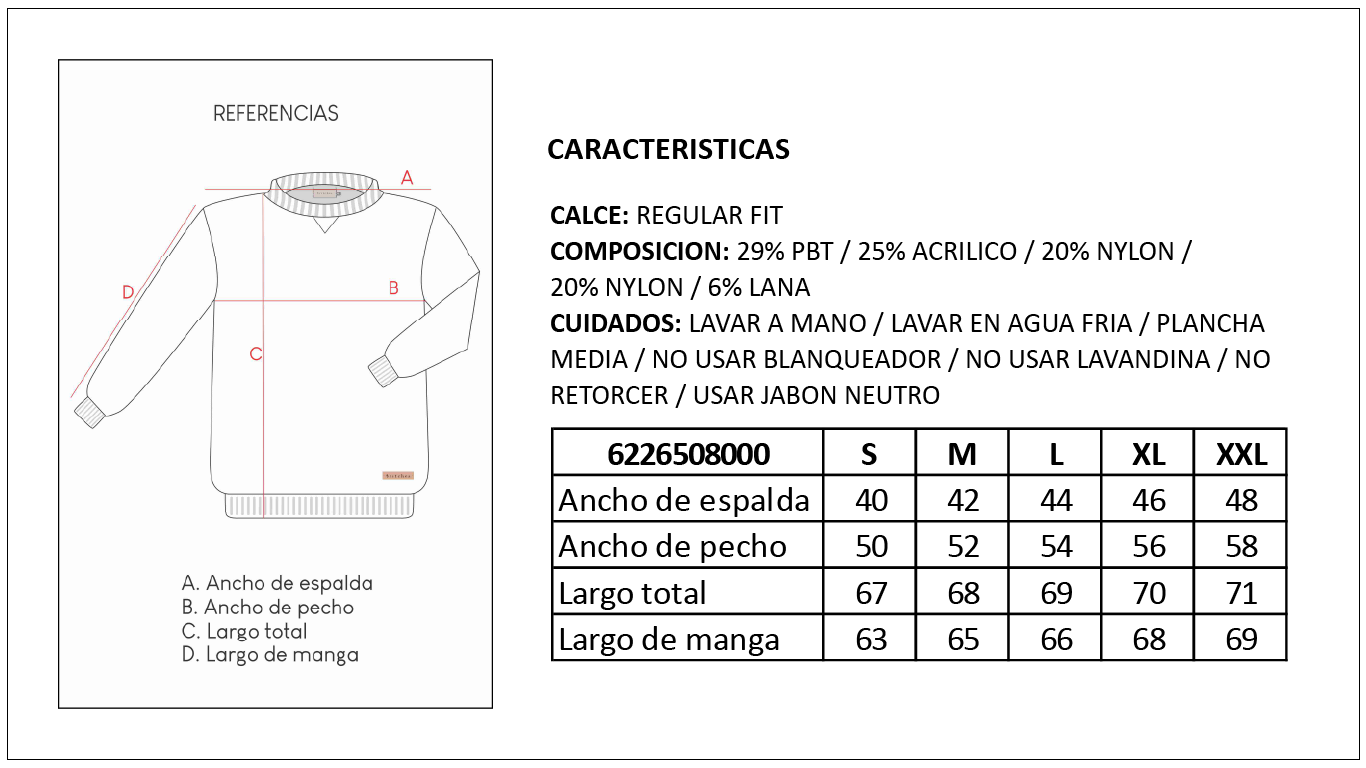 Tabla de Medidas Sweaters Britches